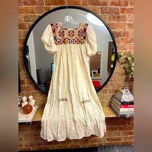 Luz Collection never worn hand made in mexico cotton embroidered dress